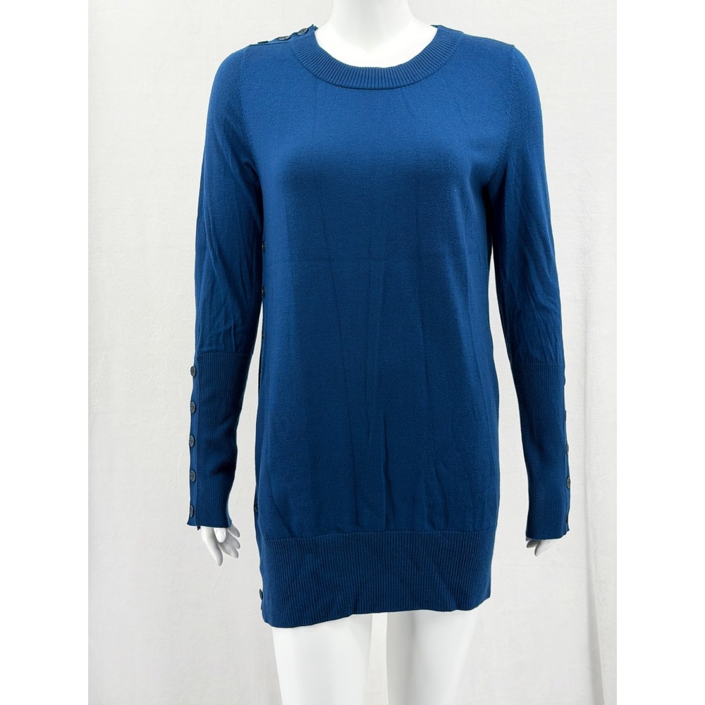 Akris Punto Sweater Womens US 10 Blue Tunic Pullover Classic Quiet Luxury Autumn